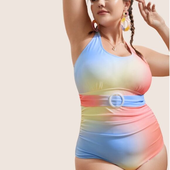 Bloomchic Plus Size Ombre Buckle Detail One Piece Swimsuit 2XL - us size 18 - Picture 4 of 5